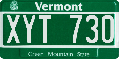 VT license plate XYT730