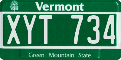 VT license plate XYT734