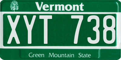 VT license plate XYT738