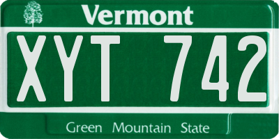 VT license plate XYT742