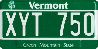 VT license plate XYT750
