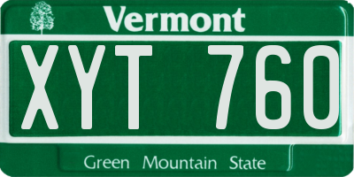 VT license plate XYT760