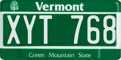 VT license plate XYT768