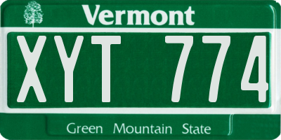 VT license plate XYT774