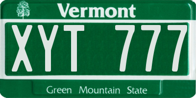 VT license plate XYT777