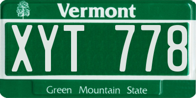 VT license plate XYT778