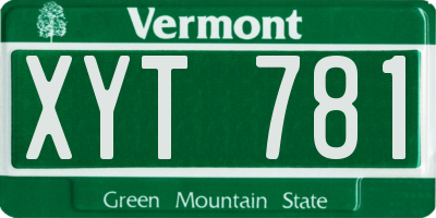 VT license plate XYT781