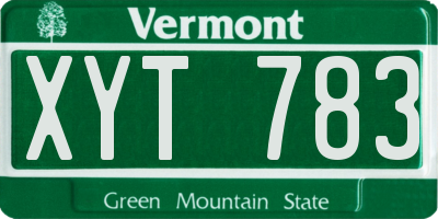 VT license plate XYT783