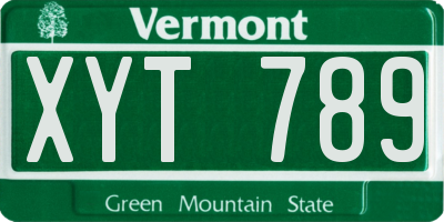 VT license plate XYT789