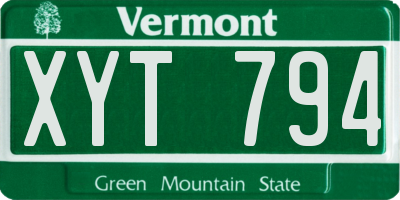 VT license plate XYT794