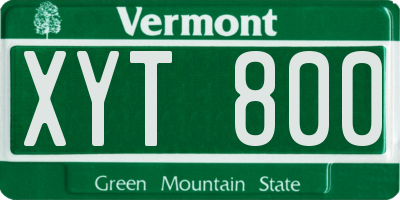 VT license plate XYT800