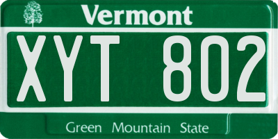 VT license plate XYT802