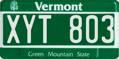VT license plate XYT803