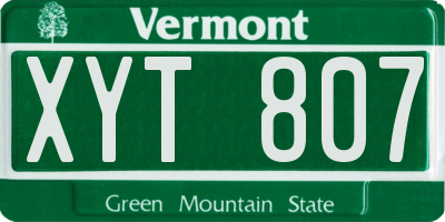 VT license plate XYT807