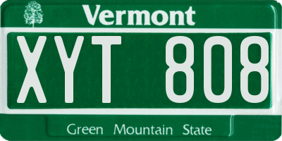 VT license plate XYT808