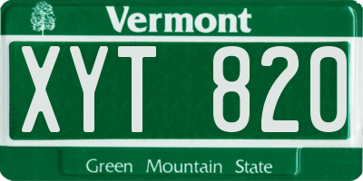 VT license plate XYT820