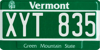 VT license plate XYT835