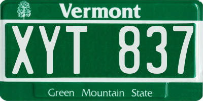 VT license plate XYT837