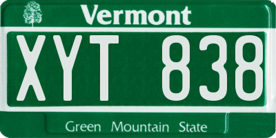 VT license plate XYT838