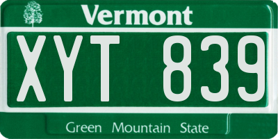 VT license plate XYT839