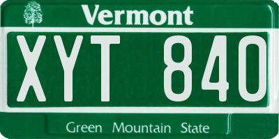 VT license plate XYT840
