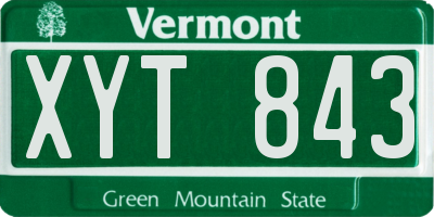 VT license plate XYT843