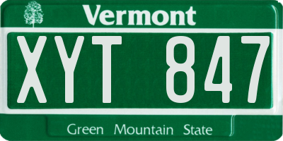VT license plate XYT847