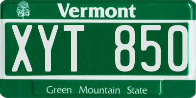 VT license plate XYT850