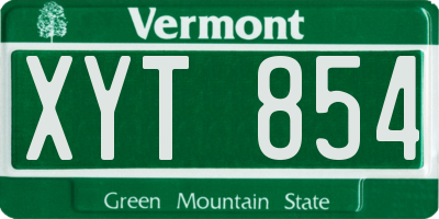 VT license plate XYT854