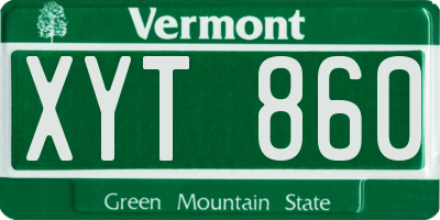 VT license plate XYT860