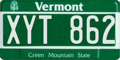 VT license plate XYT862