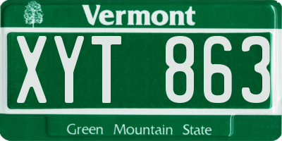 VT license plate XYT863