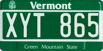 VT license plate XYT865
