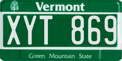 VT license plate XYT869