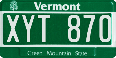 VT license plate XYT870