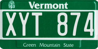 VT license plate XYT874