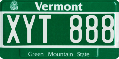 VT license plate XYT888
