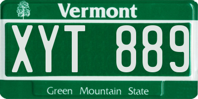 VT license plate XYT889