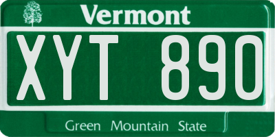 VT license plate XYT890