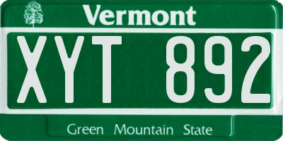 VT license plate XYT892