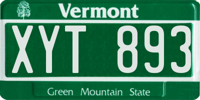 VT license plate XYT893