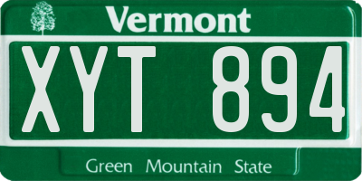 VT license plate XYT894