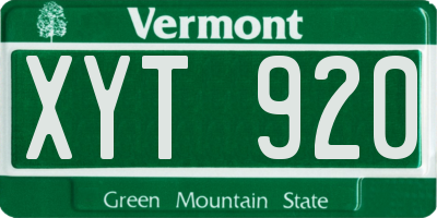 VT license plate XYT920