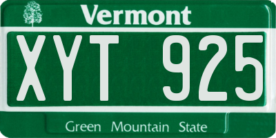 VT license plate XYT925