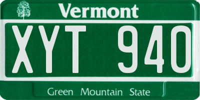 VT license plate XYT940