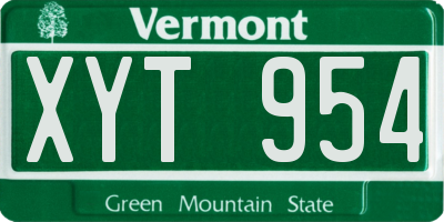 VT license plate XYT954