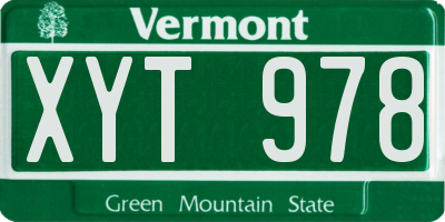 VT license plate XYT978