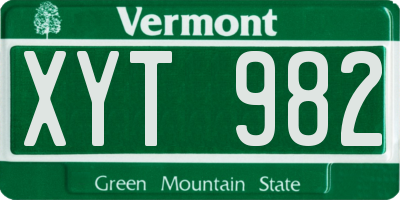 VT license plate XYT982