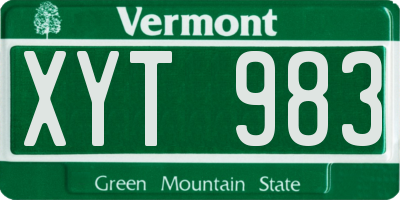VT license plate XYT983