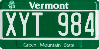 VT license plate XYT984